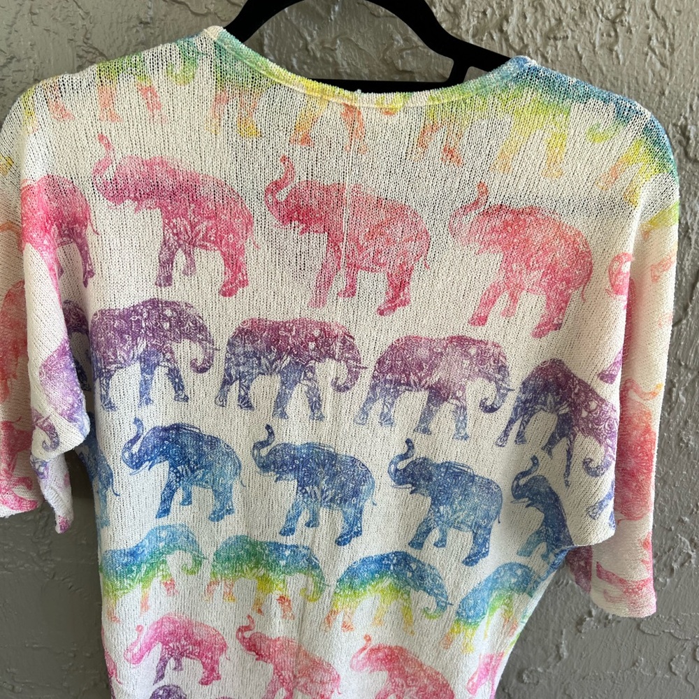 Gaze Multicolor Elephant Print Sweater - Picture 3 of 6